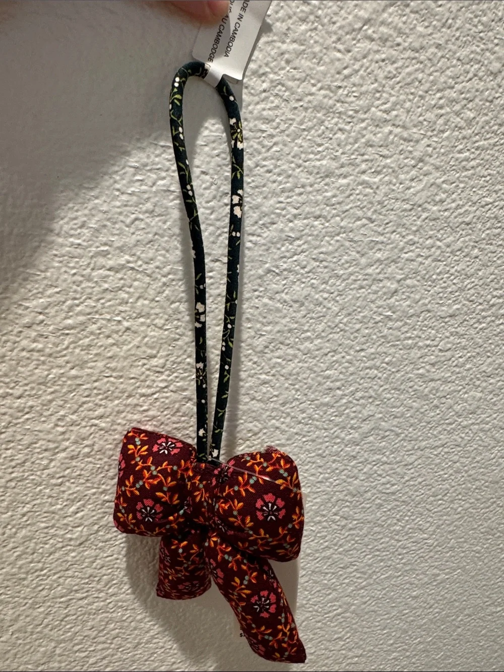 Vera Bradley Anthro Plush Puffy Bow Shaped Bag Charm, Keychain, Ornament